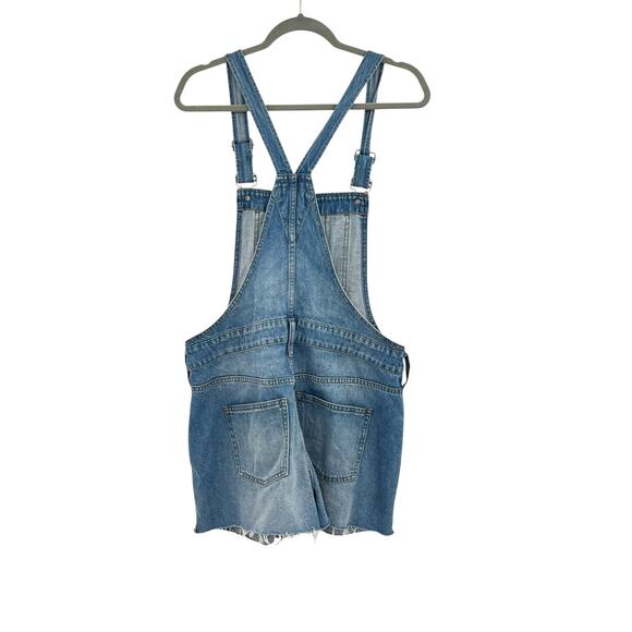 Madewell Adirondack Short Distressed Overalls Denim Medium Wash Blue Large - Picture 7 of 11